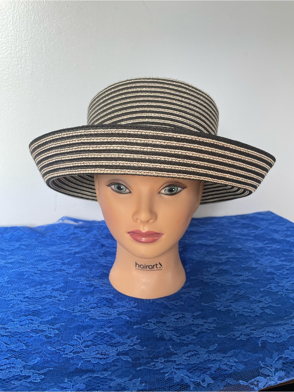 Betmar New York Striped Black and Cream Sun Hat